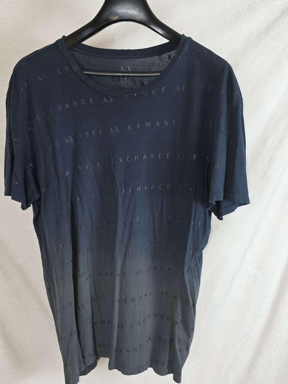 Armani Exchange Men’s XL Navy Gradient Logo Short Sleeve Tee